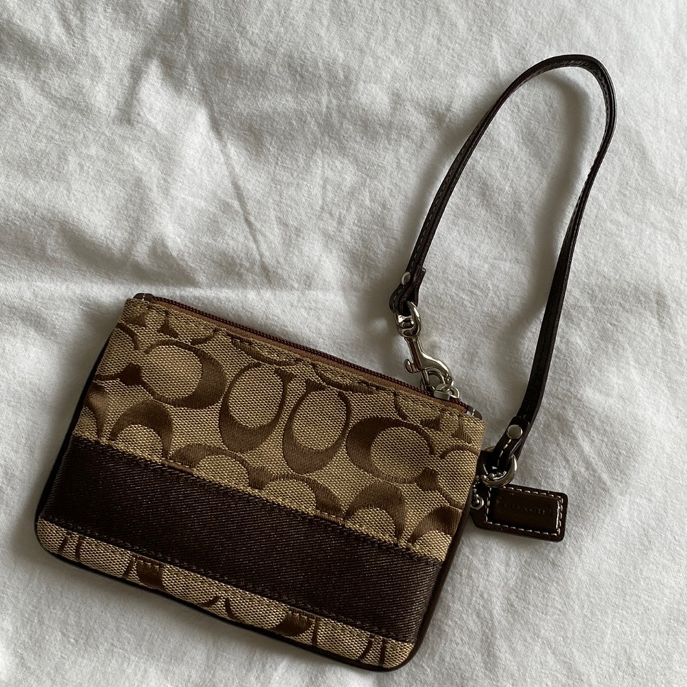 Coach Brown Monogram Wristlet